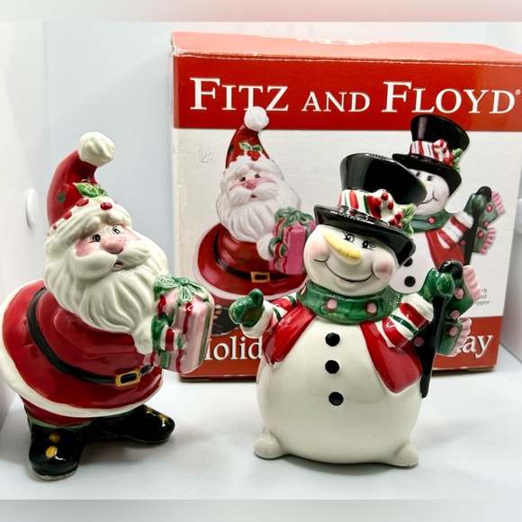 2010 Fitz & Floyd Holiday Sweet Holiday Salt & Pepper Shaker Set Christmas Santa - Picture 8 of 13